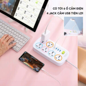 Ổ Cắm Điện Đa Năng Chịu Tải Lớn Tích Hợp 4 Cổng USB DS13961 9 1159 o cam dien da nang chiu tai lon tich hop 4 cong usb