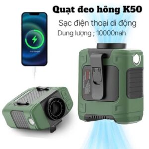 Quạt Đeo Lưng Cầm Tay Di Động K50-Sạc Điện Thoại 10.000mah-Đèn Led –TP24
