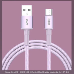 Cáp sạc MicroUSB - ROBOT RSM100 Purple Chính hãng (Sạc nhanh, dây dù, 2.4A, 1m) - SP_11696