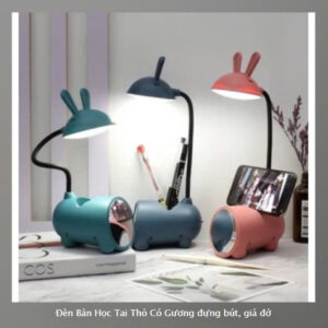 Đèn Bàn Học Tai Thỏ Có Gương đựng bút, giá đở -TP35