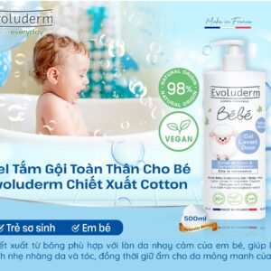 Gel tắm gội toàn thân cho bé Evoluderm chính hãng 500ml – Pháp
