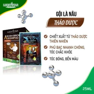Gội Là Nâu Thảo Dược Cao Cấp Lucky Star - Hộp/10gói*25ml
