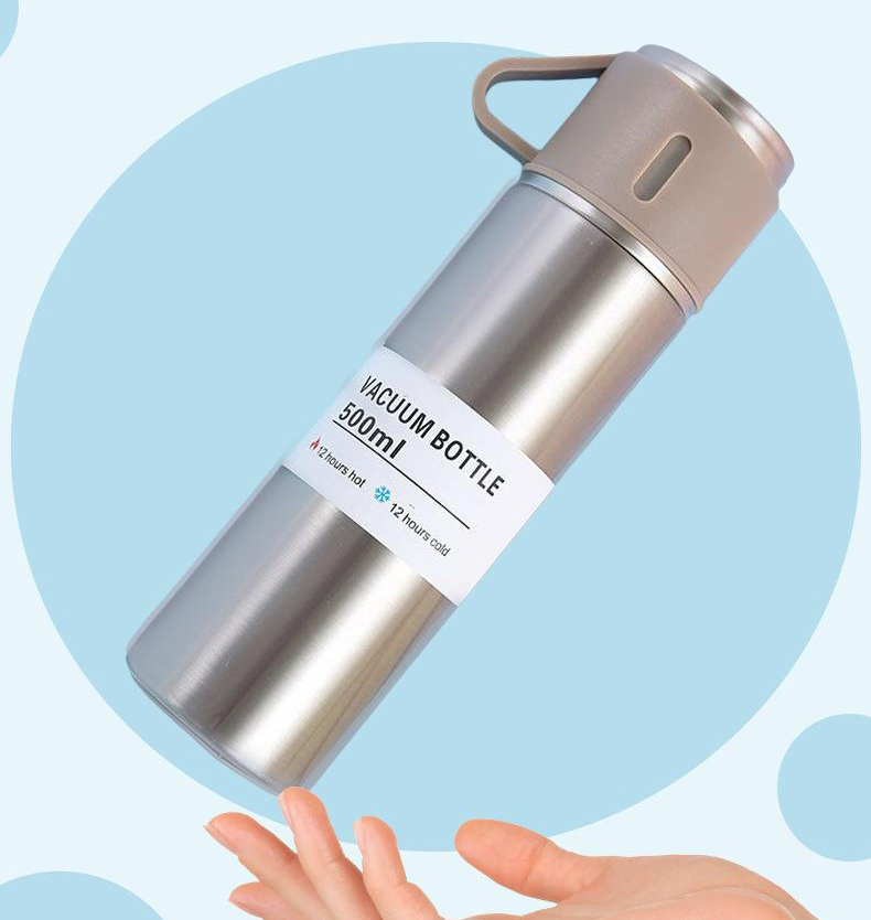 Bình Giữ Nhiệt Kèm 2 Ly Inox 500ml 3 Set Binh Giu Nhiet 2 Ly Cach Nhiet Vacuum Flask 500ml Inox Cao Cap 2 1