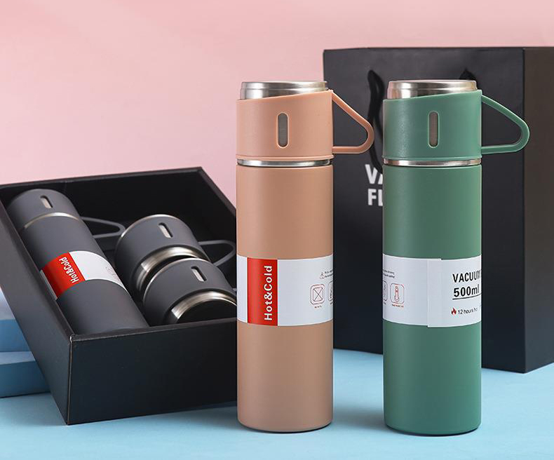 Bình Giữ Nhiệt Kèm 2 Ly Inox 500ml 4 Set Binh Giu Nhiet 2 Ly Cach Nhiet Vacuum Flask 500ml Inox Cao Cap 3 2
