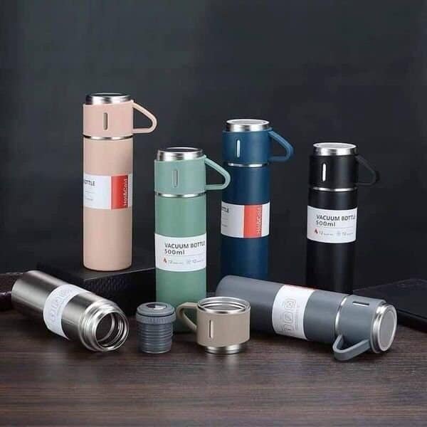 Bình Giữ Nhiệt Kèm 2 Ly Inox 500ml 7 Set Binh Giu Nhiet 2 Ly Cach Nhiet Vacuum Flask 500ml Inox Cao Cap 7 2