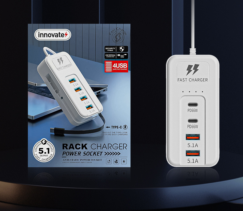 Ổ Cắm Điện Đa Năng 66W 4 Cổng Sạc 3 0245 o cam 4 cong sac da nang 66w