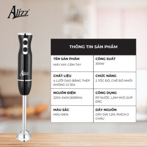 0445 may xay sinh to xay thit cam tay than den 300w alizz al 8009