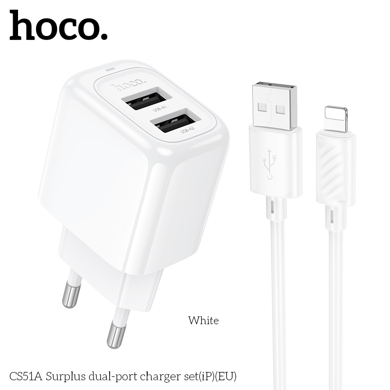 Bộ sạc HOCO CS51A cổng iPhone Lightning – Sạc nhanh, an toàn, tiện lợi 9 bo sac hai cong surplus cs51a ip eu PbuTRY9RQ3MNntAo6BVe