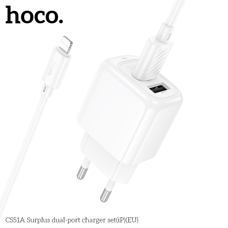 Bộ sạc HOCO CS51A cổng iPhone Lightning – Sạc nhanh, an toàn, tiện lợi 10 bo sac hai cong surplus cs51a ip eu zILIru8Cu0AQObpueis5
