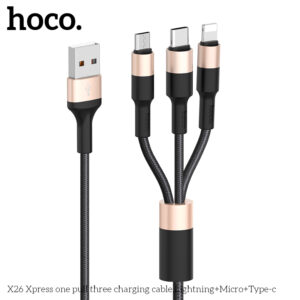 Cáp sạc Hoco X26 3 đầu lightning, micro USB, Type-C 1000mm