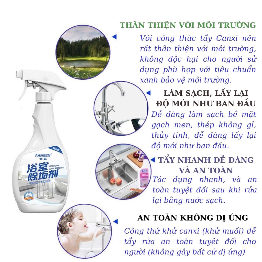 Chai Xịt Tẩy Vệ Sinh Nhà Tắm 500ml 10 nuoc xit tay rua inox nha tam fansen shanshen 500ml 16599 9