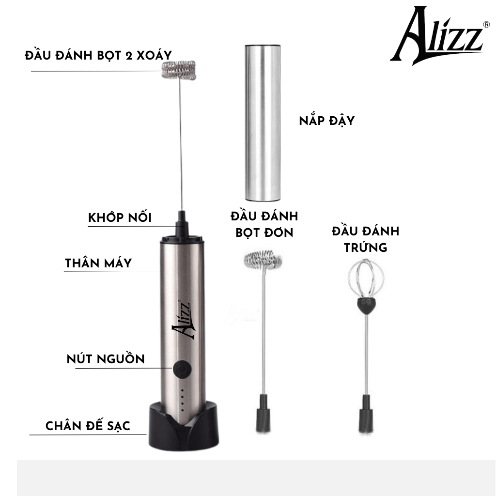 Máy Đánh Bọt Cà Phê, Đánh Trứng 3 Đầu ALIZZ AL. 5 0440 may danh bot ca phe danh trung 3 dau alizz al 13578