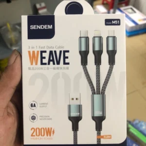 Cáp Sạc 3 Đầu Sendem M51, Tiện Lợi, Nhanh Chóng, Tương Thích Đa Thiết Bị.