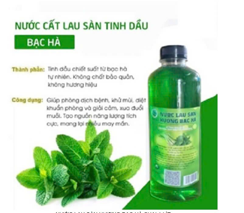 Nước Cất Lau Sàn Tinh Dầu Bạc Hà  1000ml – Hương Thơm Tươi Mát.
