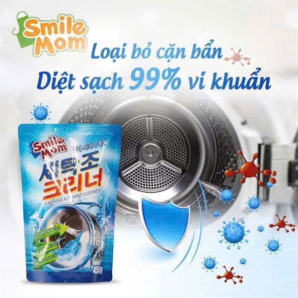 Bột tẩy lồng máy giặt SMILE MOM, công nghệ Hàn Quốc 450g.