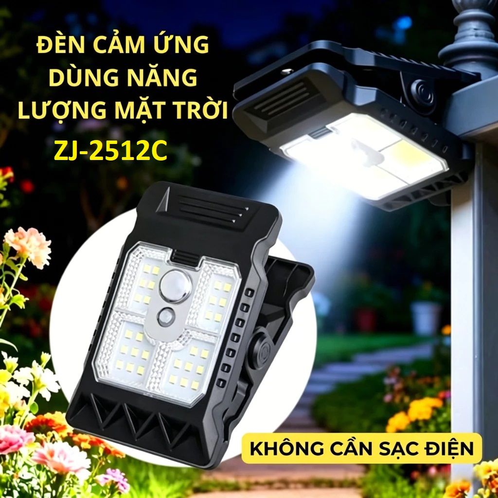 Đèn LED Kẹp Năng Lượng Mặt Trời Cảm Biến Chuyển Động ZJ-2512C (HD1013)