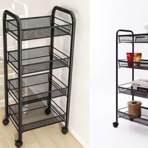 Kệ Xe Đẩy 4 Tầng Lưới 9 Dày Dặn, Thuận tiện cho Phòng bếp , Phòng ăn , SPA (2kg) (HD1043)